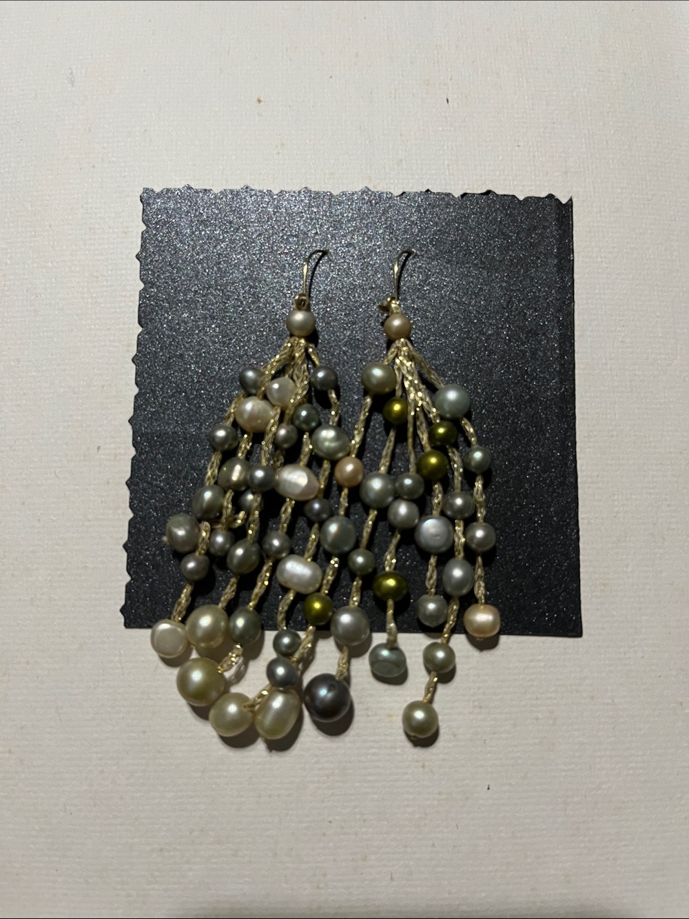 Gold-Tone Multi Pearl Dangle Earrings